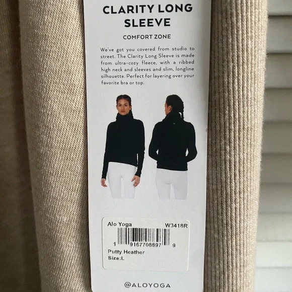 NWT ALO Yoga Women's Clarity long sleeve comfort zone Neck Sweater L - Picture 2 of 6